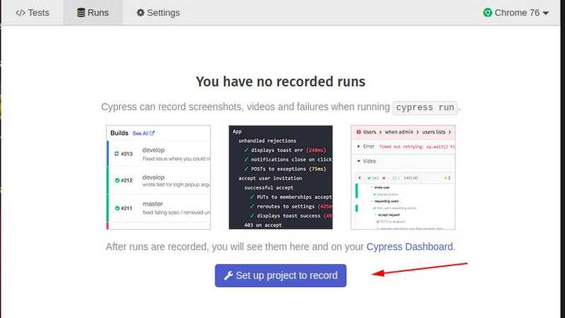 Setup project to record on Cypress dashboard